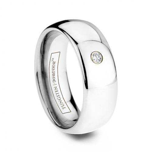 AQUARIUS Tungsten Wedding Ring with Diamond