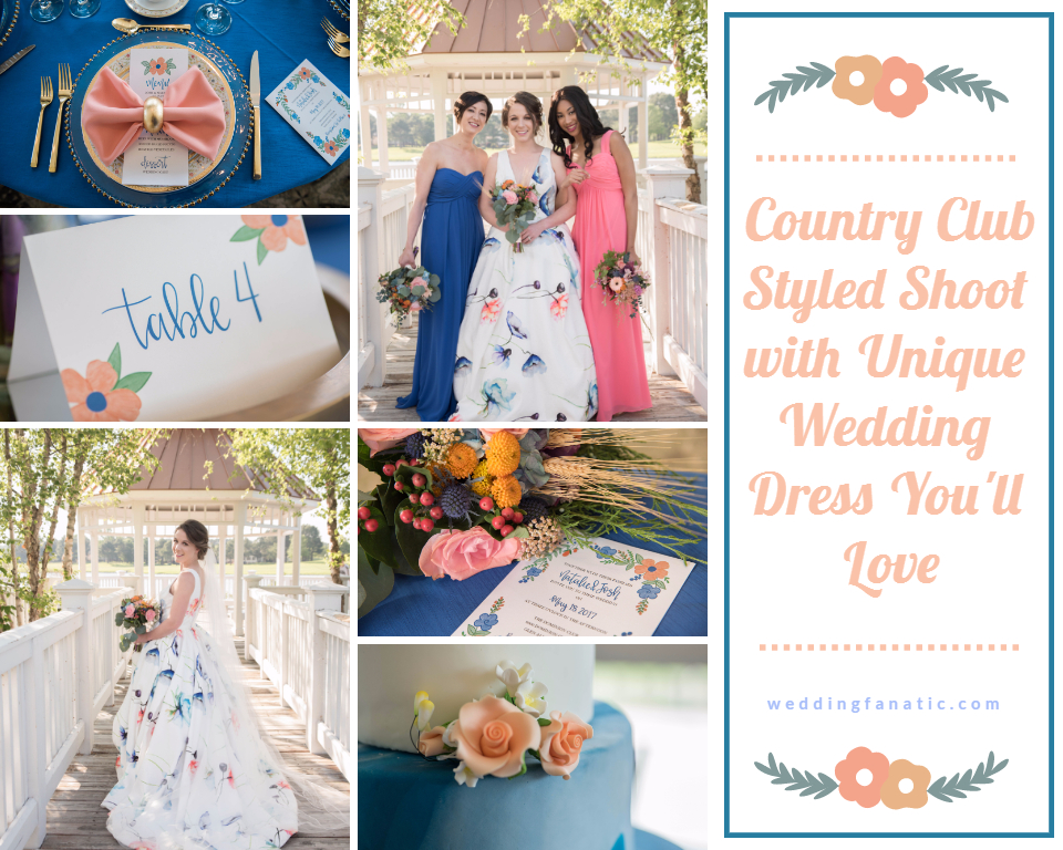 Country Club Styled Shoot with Unique Wedding Dress Youll Love