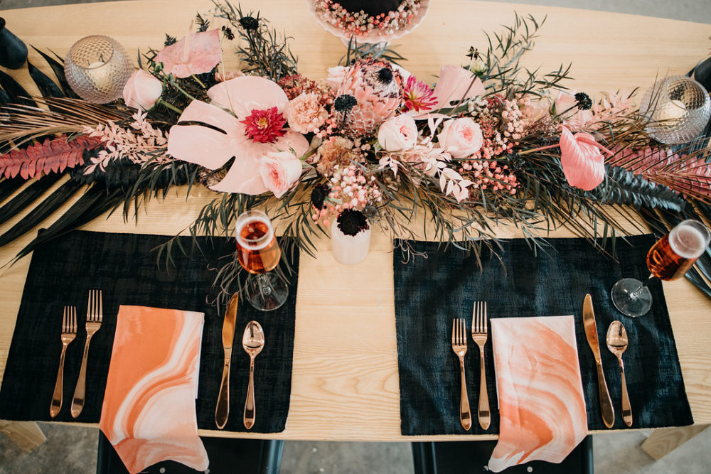 Color Inspo: Pink and Black Styled Wedding