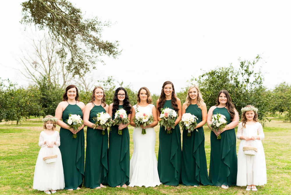 Trendy Intimate White and Green Orchard Wedding