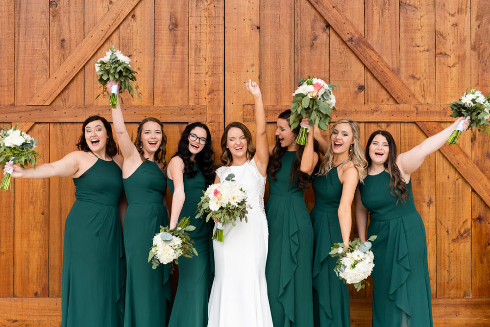 Trendy Intimate White and Green Orchard Wedding