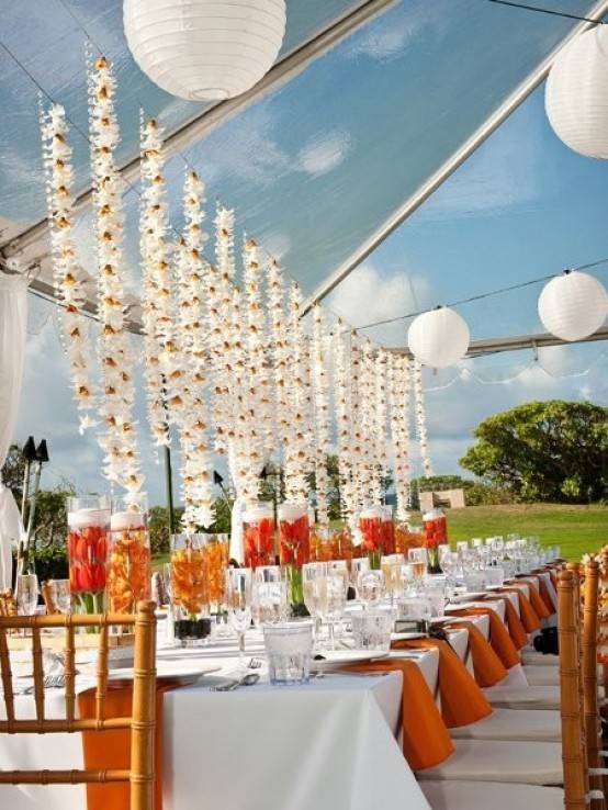 Lighted wedding flowers for reception