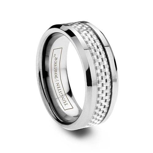 Maserati White Carbon Fiber Tungsten Wedding Ring
