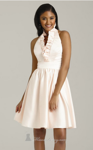 Ruffled Halter Satin Dress by Allure Bridesmaids