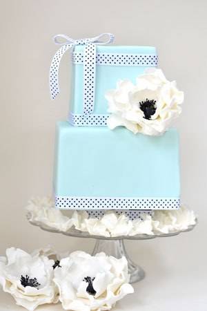 Tiffany Blue Wedding Cake with Black and White Accents