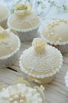 White Lace Design Cupcakes
