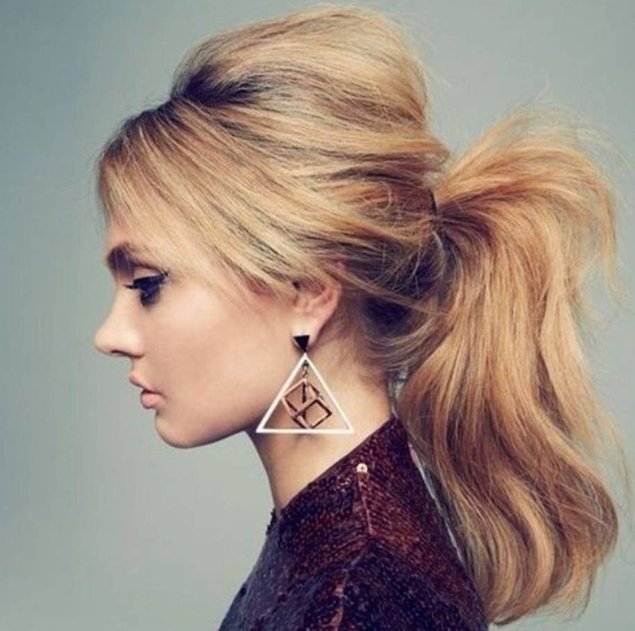 50 Cute Hairstyles with Curtain Bangs : Ponytail with Long Bangs