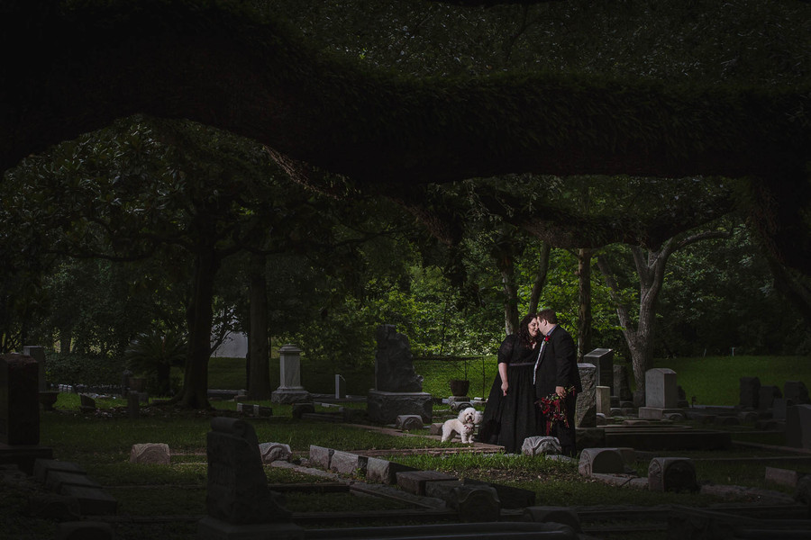 Dark and Vampy Anniversary Session in Historic Cemetery