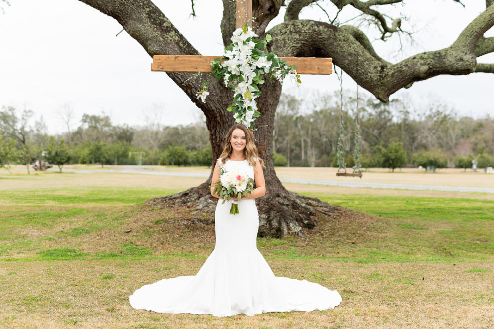 Trendy Intimate White and Green Orchard Wedding