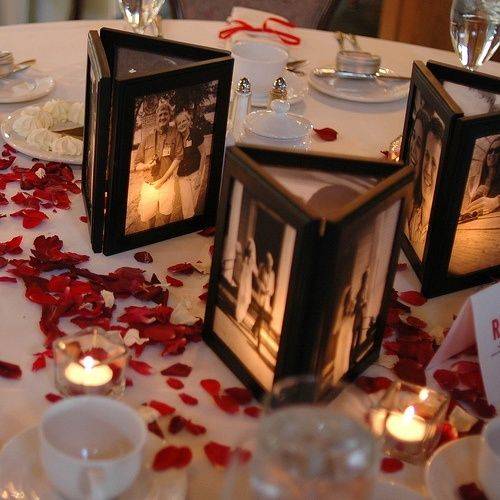 Wedding Shower Centerpieces: Framed Photos