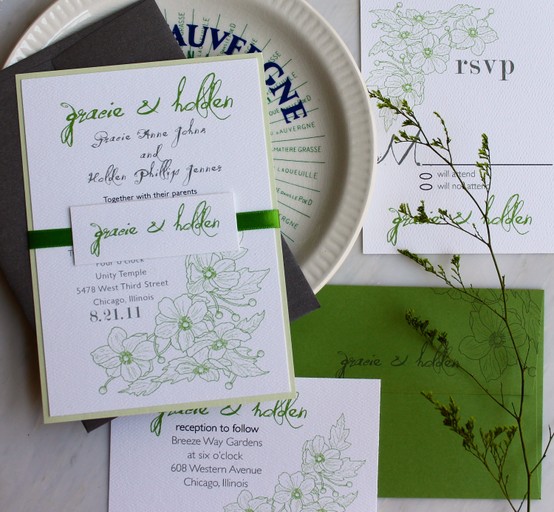 Wedding Color Palette: Gray, Green and Navy